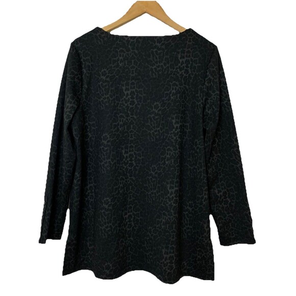 Chico's Top Womens Size 2 (L) Black Leopard Print Long Sleeve Ponte Tunic Top - Picture 3 of 9